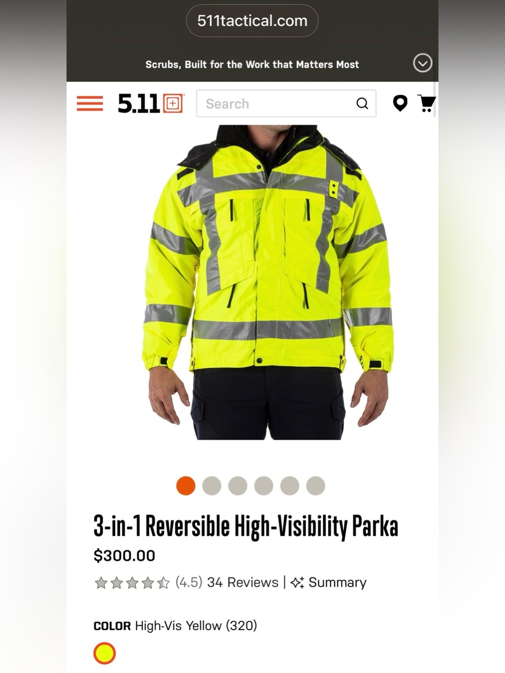 5.11 Tactical 3-in-1 Hi-Vis Parka Men’s NEW